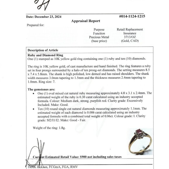 10K Gold Natural Red Ruby and Diamond Halo Ring - Elegant Vintage Jewelry, Sz 7 - Picture 8 of 8